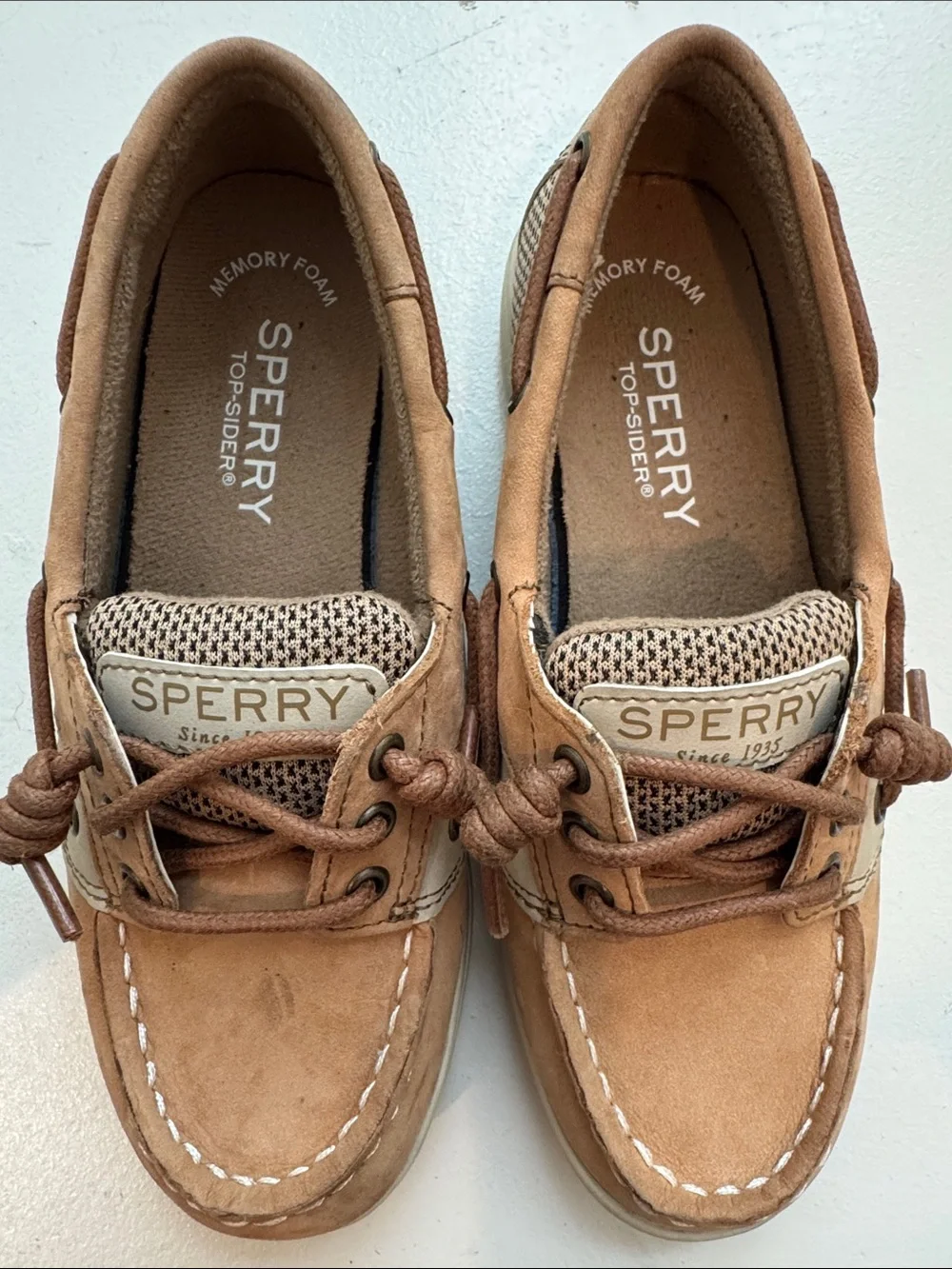 Sperry Kids Boat Shoes in Tan and Cream
